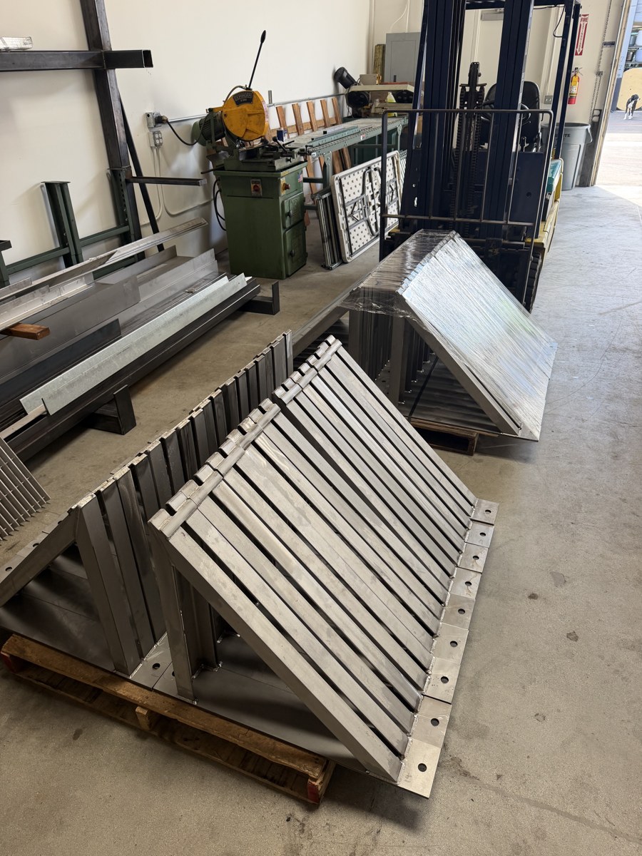 Fabricated metal grating panels ready in the shop