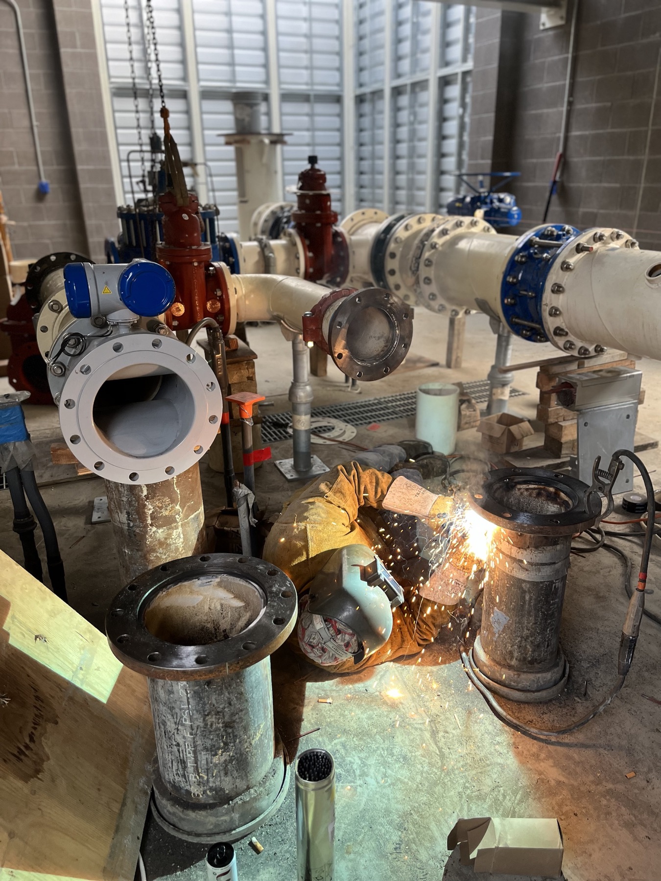 Jones welder executing process piping work inside an industrial facility