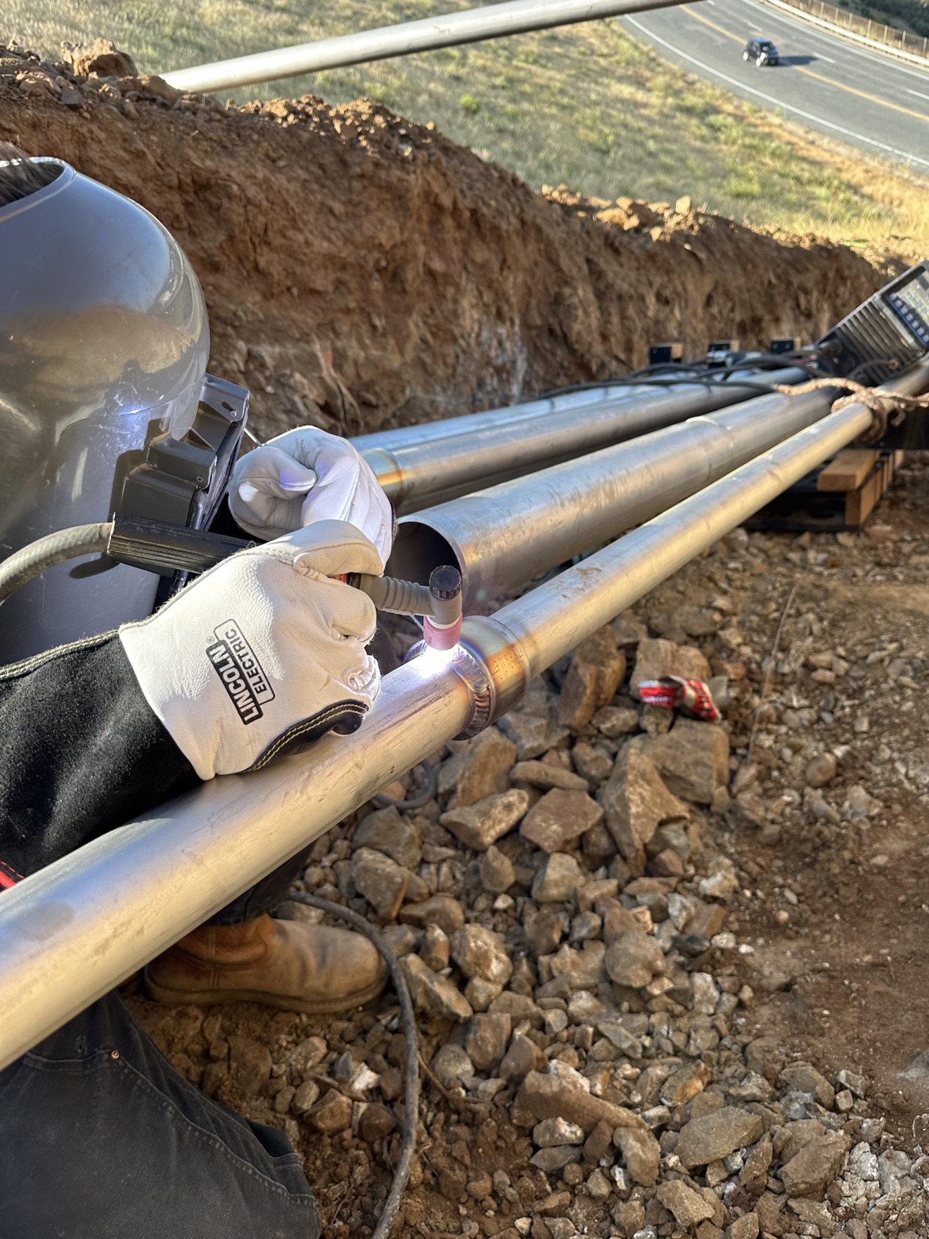 Jones welder joining stainless piping during field installation