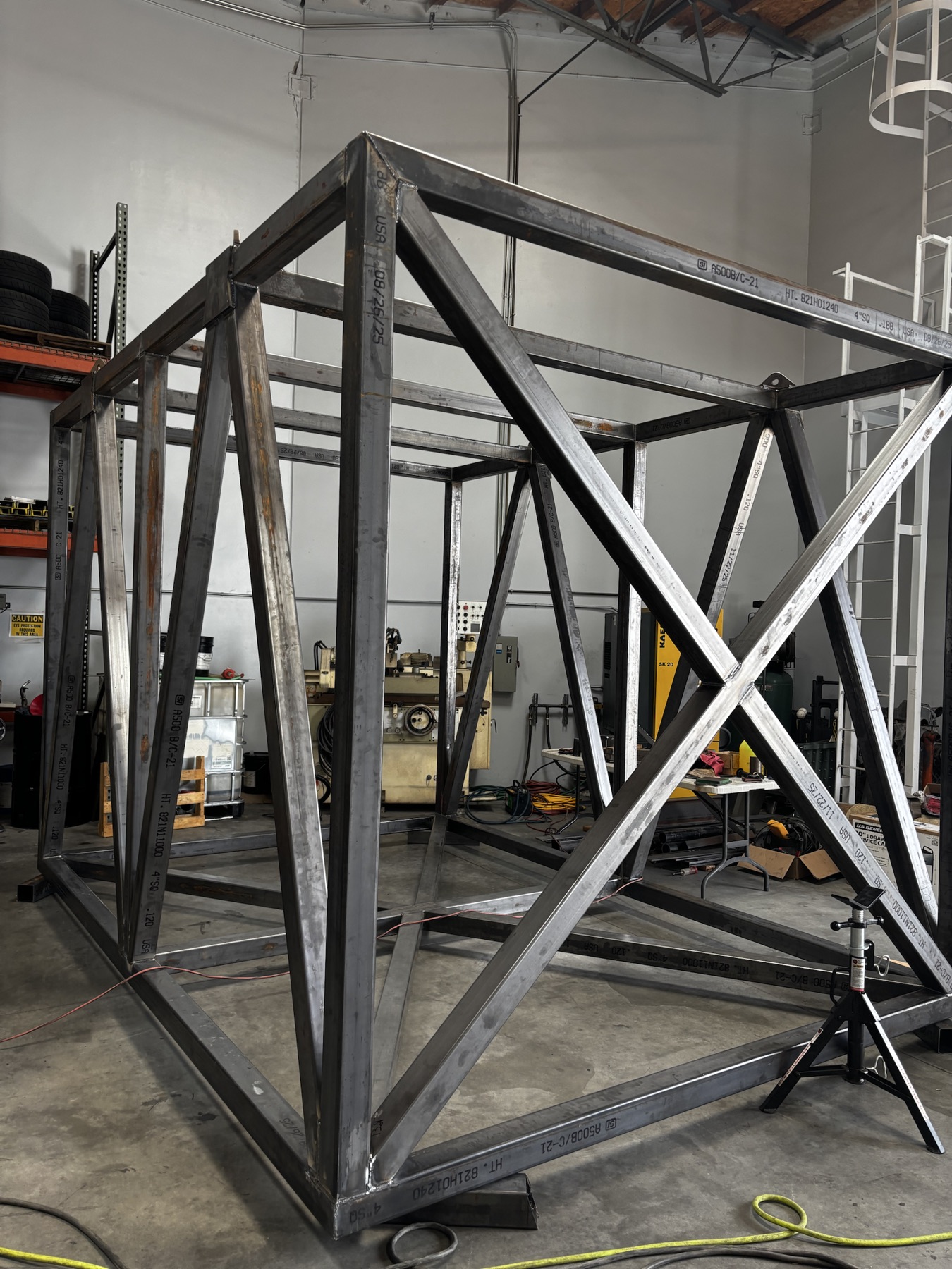 Large structural frame fabricated in the Jones shop